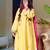 Yellow embroidered long kurta & plazo with multicolor dupatta