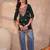 Women’s green solid embroidered top | stylish & trendy casual top for women | elegant western wear for casual look