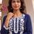 Women’s turquoise blue solid embroidered regular kurta | stylish ethnic wear kurti for women