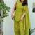 Olive green cotton kurta with embroidery farshi salwar with dupatta