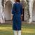 Women’s blue solid embroidered regular kurta | stylish ethnic wear kurti for women | trendy casual & festive wear