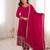 Women's Gorgeous Embroidery Work Vichitra Silk Fabric Flared Anarkali Pant and Dupatta Set
