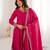 Women's Gorgeous Embroidery Work Vichitra Silk Fabric Flared Anarkali Pant and Dupatta Set