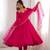 Women's Gorgeous Embroidery Work Roman Silk Chanderi Fabric Flared Anarkali Pant and Dupatta Set