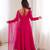 Women's Gorgeous Embroidery Work Roman Silk Chanderi Fabric Flared Anarkali Pant and Dupatta Set