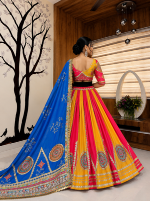Muslin Cotton Lehenga Choli Set With Mirror Work And Sequin Lace 2