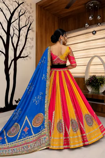 Muslin Cotton Lehenga Choli Set With Mirror Work And Sequin Lace