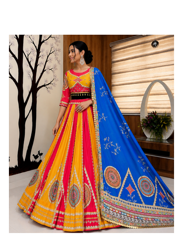 Muslin Cotton Lehenga Choli Set With Mirror Work And Sequin Lace 3