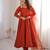 Women's Gorgeous Embroidery Work Roman Silk Chanderi Fabric Flared Anarkali Pant and Dupatta Set