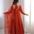 Women's Gorgeous Embroidery Work Roman Silk Chanderi Fabric Flared Anarkali Pant and Dupatta Set