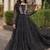 black printed faux georgette gown  - full stitched free size