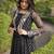 black printed faux georgette gown  - full stitched free size