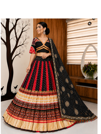 Muslin Cotton Lehenga Choli Set With Mirror Work And Kodi Lace 1