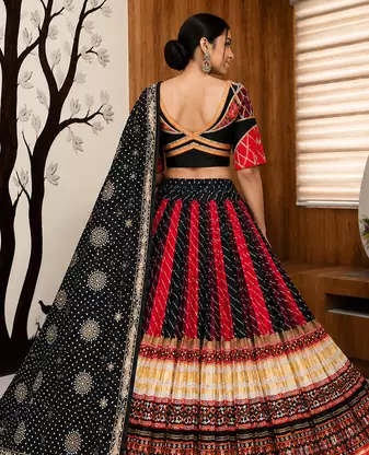 Muslin Cotton Lehenga Choli Set With Mirror Work And Kodi Lace