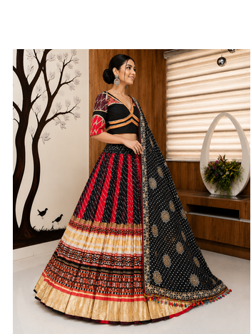 Muslin Cotton Lehenga Choli Set With Mirror Work And Kodi Lace 3