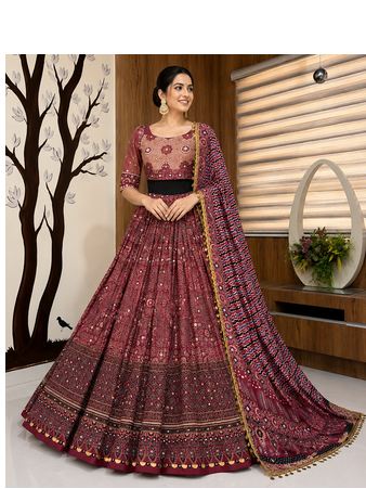 Muslin Cotton Lehenga Choli Set With Real Mirror Work And Coin Lace 1