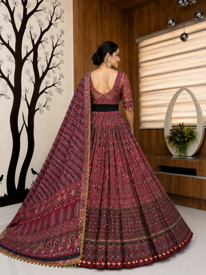Muslin Cotton Lehenga Choli Set With Real Mirror Work And Coin Lace 2
