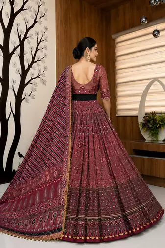 Muslin Cotton Lehenga Choli Set With Real Mirror Work And Coin Lace