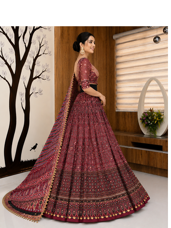 Muslin Cotton Lehenga Choli Set With Real Mirror Work And Coin Lace 3