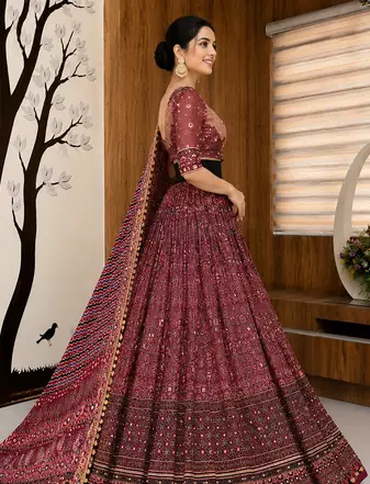 Muslin Cotton Lehenga Choli Set With Real Mirror Work And Coin Lace