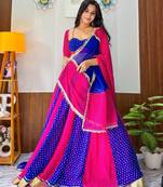 Blue & Rani Grorgette Readymade Printed Lehenga Choli with Bandhej work