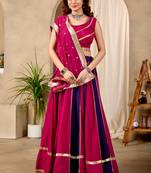 Magenta & Purple Cotton Readymade Lehenga Choli with Sequin Work