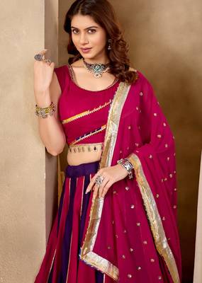 Magenta & Purple Cotton Readymade Lehenga Choli with Sequin Work 2