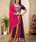 Multi Cotton Readymade Lehenga Choli with Sequin & Mirror Work