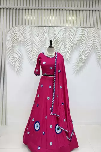 Rani Cotton Readymade Lehenga Choli with Thread Work