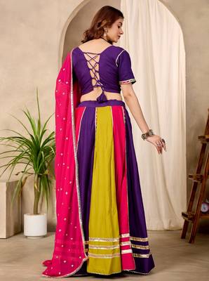 Multi Cotton Readymade Lehenga Choli with Sequin & Mirror Work 3