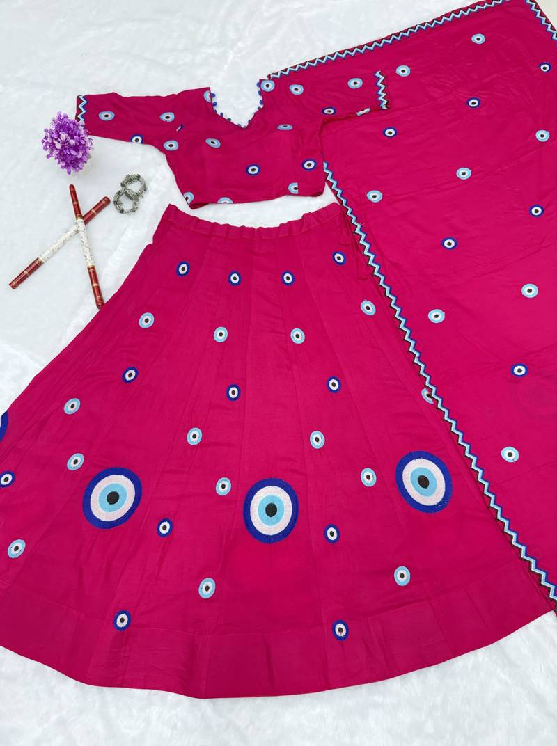 Rani Cotton Readymade Lehenga Choli with Thread Work