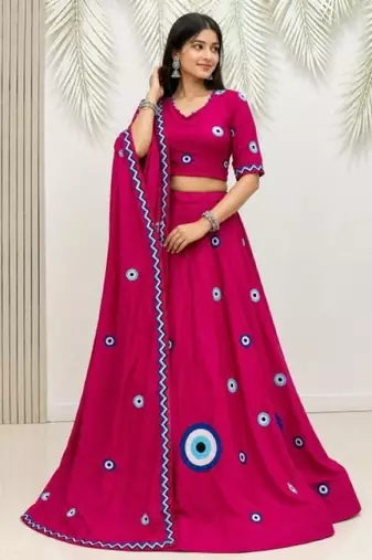 Rani Cotton Readymade Lehenga Choli with Thread Work
