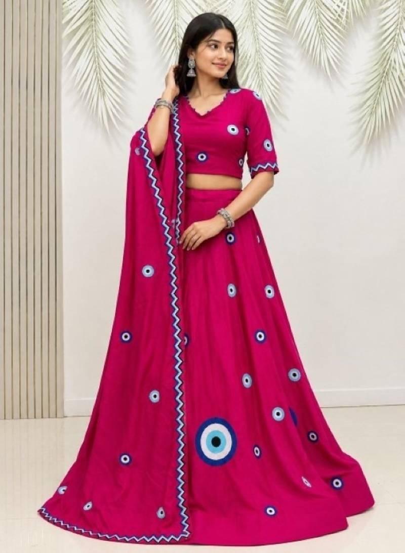 Rani Cotton Readymade Lehenga Choli with Thread Work