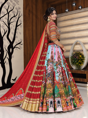 Muslin Cotton Lehenga Choli Set With Mirror Work And Fringe Lace 4