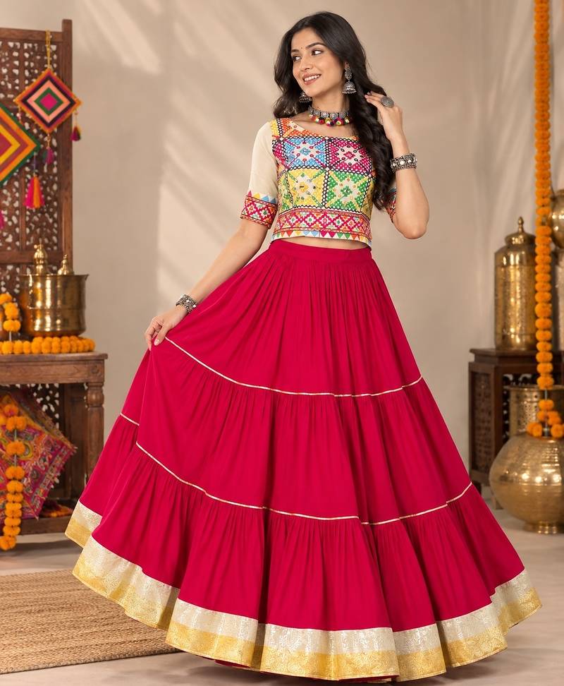 Traditional Gujarati Garba Chaniya Choli - full stitched free size