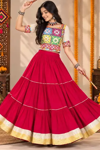 Traditional Gujarati Garba Chaniya Choli - full stitched free size