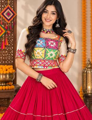 Traditional Gujarati Garba Chaniya Choli - full stitched free size 4