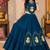 Tealblue Color Stylish Lehenga With Golden "Kalash" Patch Work- full stitched free size