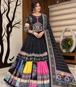 Muslin Cotton Lehenga Choli Set With Mirror Work And Kodi Lace