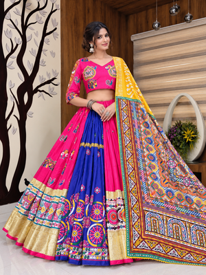Muslin Cotton Lehenga Choli Set With Mirror Work And  Lace 1