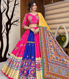 Muslin Cotton Lehenga Choli Set With Mirror Work And  Lace