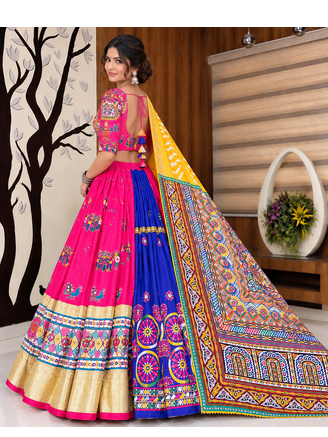 Muslin Cotton Lehenga Choli Set With Mirror Work And  Lace 2