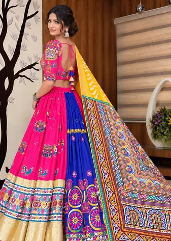 Muslin Cotton Lehenga Choli Set With Mirror Work And  Lace