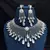 Silver Crystal Bridal Necklace Earrings Set, Indian Wedding Jewelry, Statement Choker