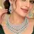 Green Stone Kundan Bridal Necklace Set, Silver Tone Indian Jewelry