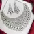 Green Stone Kundan Bridal Necklace Set, Silver Tone Indian Jewelry