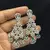 Green Stone Kundan Bridal Necklace Set, Silver Tone Indian Jewelry