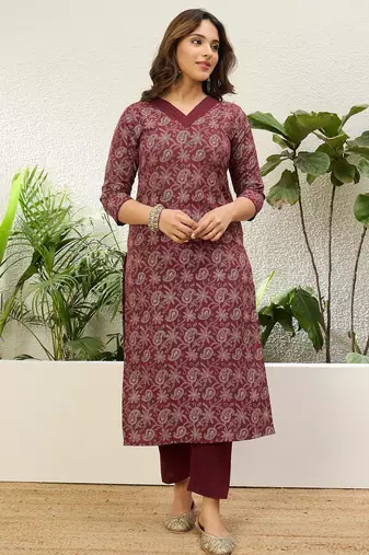 Women’s cotton printed straight kurta pent dupatta sets