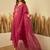 Women’s cherry red silk straight kurta pent dupatta sets