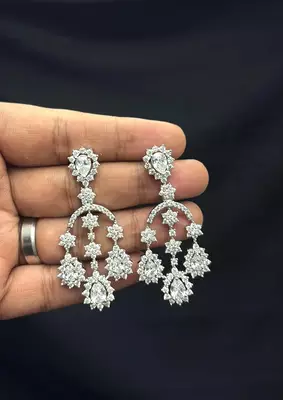 Silver-Tone Crystal Bridal Necklace Earrings Set, Floral Rhinestone Jewelry 3